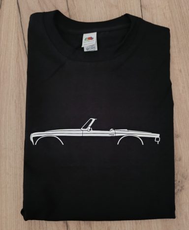 schwarzes T-Shirt mit Silhouette eines Triumph TR6