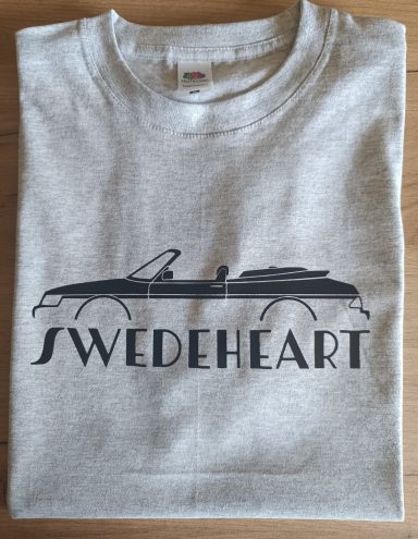 hellgraues T-Shirt mit Saab 900 Cabrio