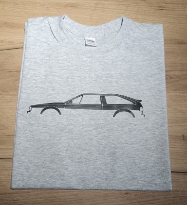 graues T-Shirt mit Silhouette eines VW Scirocco 2