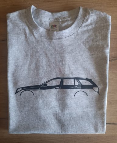graues T-Shirt mit der Silhouette eines Mercedes Benz S212 Kombi