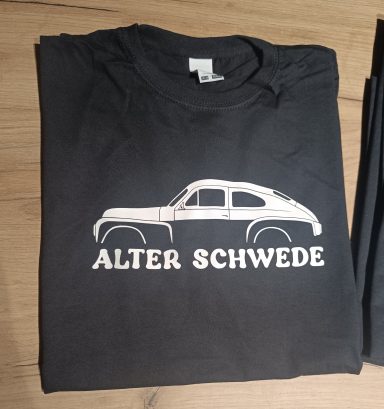 schwarzes T-Shirt mit Volvo PV544 Buckelvolvo Silhouette
