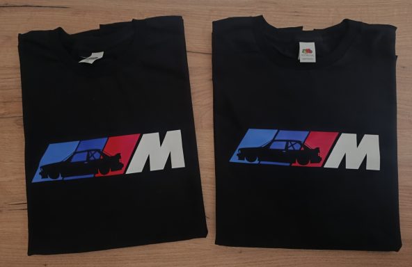 schwarzes T-Shirt mit BMW E30 M3 Grafik