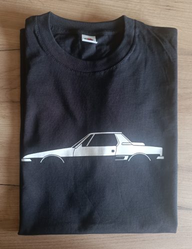 schwarzes T-Shirt mit Fiat X1/9 Silhouette