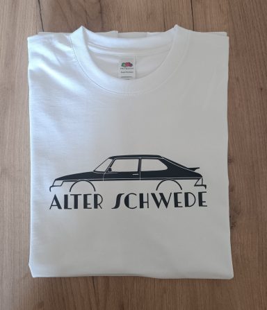 weißes T-Shirt mit Saab 900
