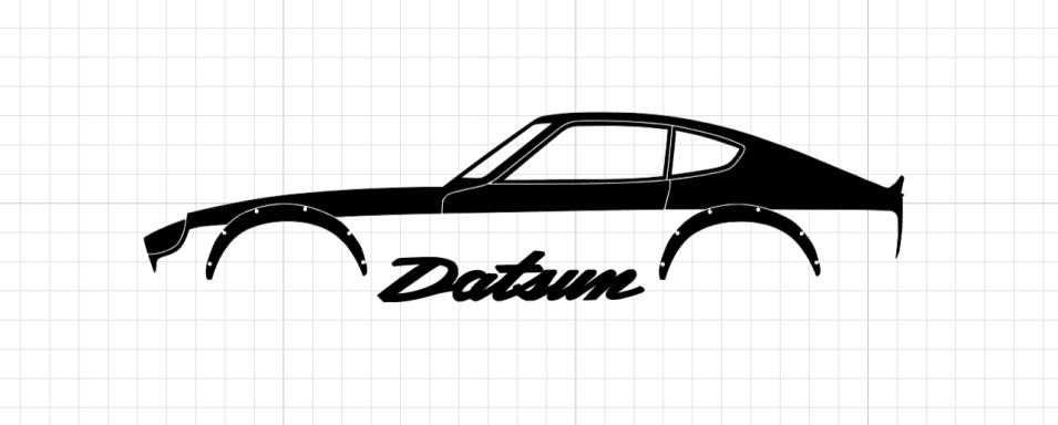 schwarze Silhouette eines Datsun 260Z
