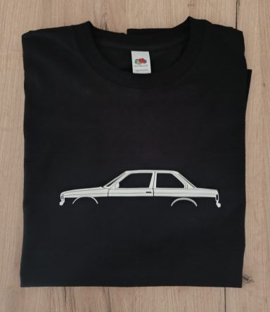 Schwarzes T-Shirt mit Silhouette eines 3er BMW E30