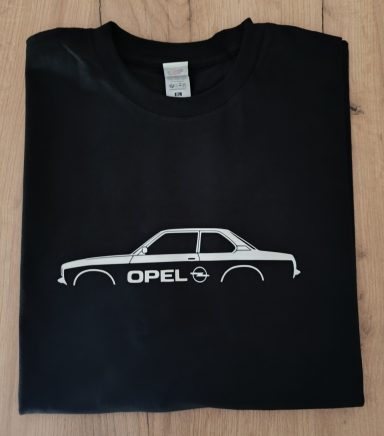 Schwarzes T-Shirt mit Opel Ascona B