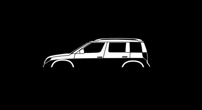 schwarzes T-Shirt mit Silhouette eines Skoda Yeti