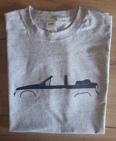 graues T-Shirt mit der Silhouette eines Opel Kadett E Cabrio