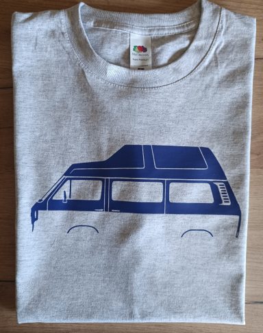 graues T-Shirt mit VW T3 Westfalia