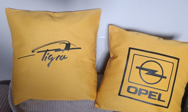 Kissenbezug 40x40cm in schwarz gelb für Opel Tigra Fans 