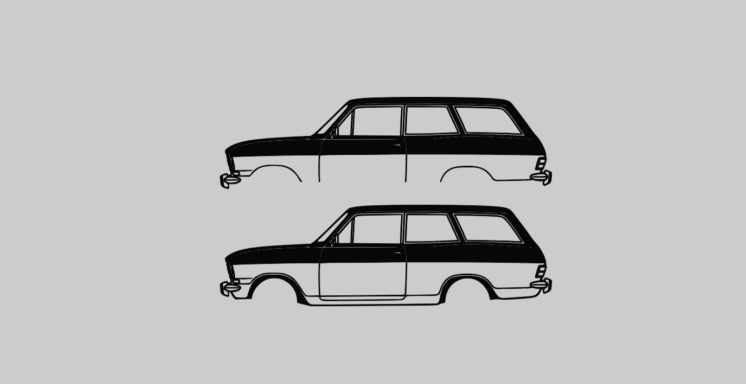 Kadett B Caravan T-Shirt mit Silhouette des Opel Kadett B Caravan