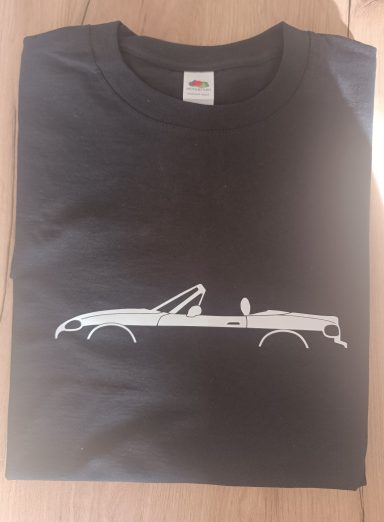 schwarzes T-Shirt mit Mazda MX5 Silhouette
