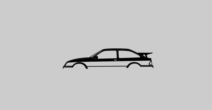 T-Shirt mit Silhouette eines Ford Sierra RS500 Cosworth