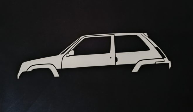 schwarzes T-Shirt mit Silhouette eine Renault R5 GT turbo