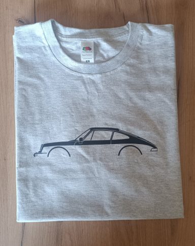 graues T-Shirt mit Silhouette eines Porsche 911 G-Serie