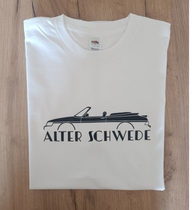 weißes T-Shirt mit Saab 900 Cabrio