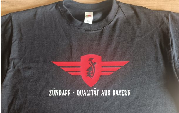 schwarzes T-Shirt mit Zündapp Logo