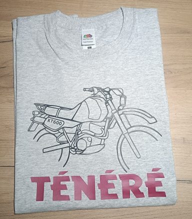 graues T-Shirt mit Yamaha XT600 Tenere 34L