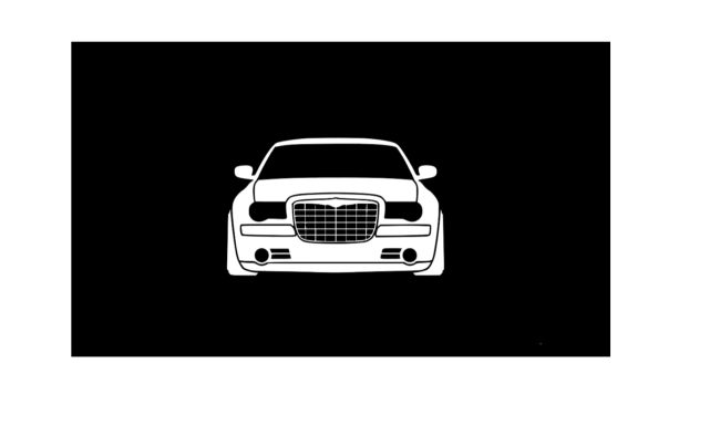 T-Shirt mit Silhouette der Front eines Chrysler C300 1. Gen