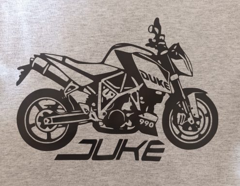 graues T-Shirt mit KTM Duke 990 Silhouette