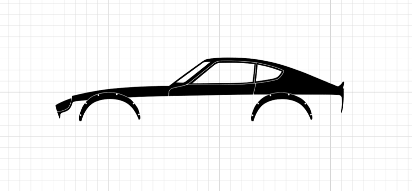 schwarze Silhouette eines Datsun 240Z