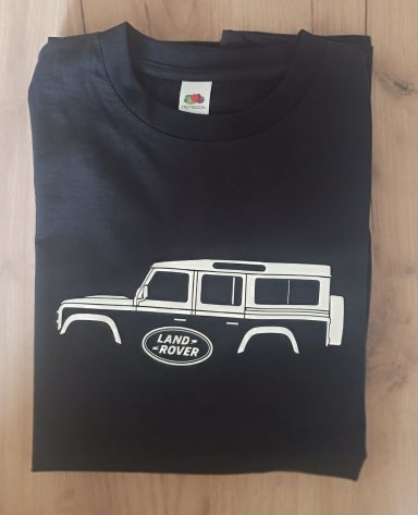 schwarzes T-Shirt mit Landrover Defender 110