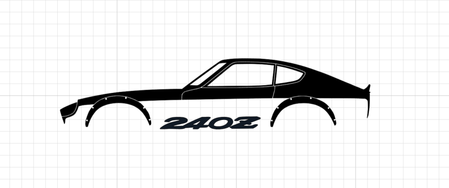 schwarze Silhouette eines Datsun 240Z