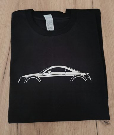 Schwarzes T-Shirt mit Silhouette eines Audi TT