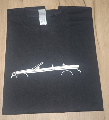 schwarzes T-Shirt mit BMW 3er E36 Cabrio