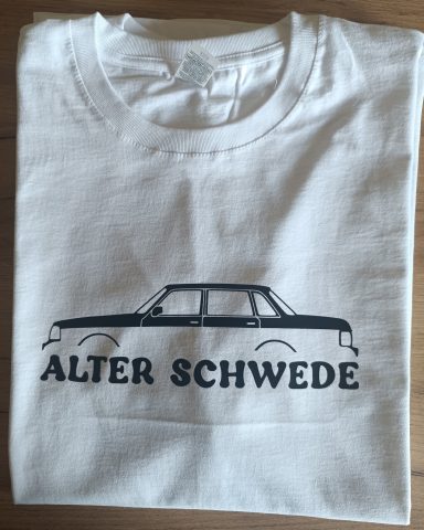 weißes T-Shirt mit Volvo 244 Alter Schwede