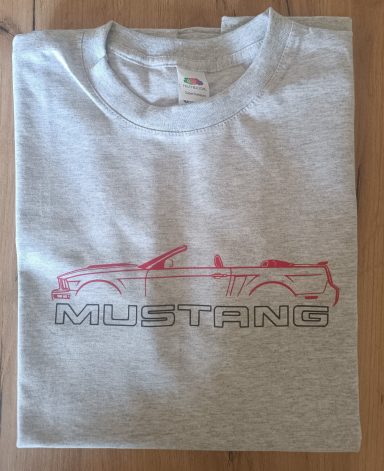 graues T-Shirt mit Silhouette und Schriftzug Ford Mustang GT S197 Cabrio