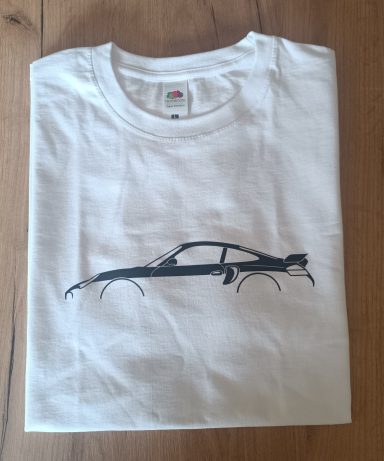 weißes T-Shirt mit Porsche 911 GT2 996