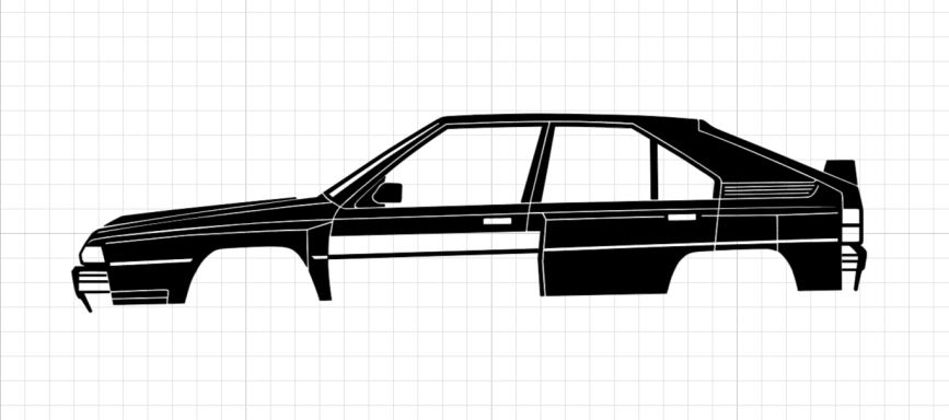 schwarze Silhouette eines Citroen BX 4TC
