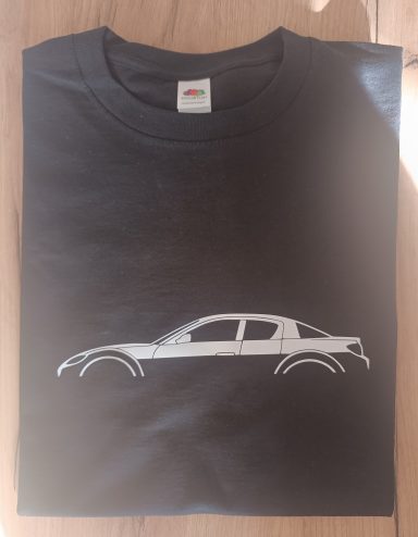 schwarzes T-Shirt mit Mazda RX8 Silhouette