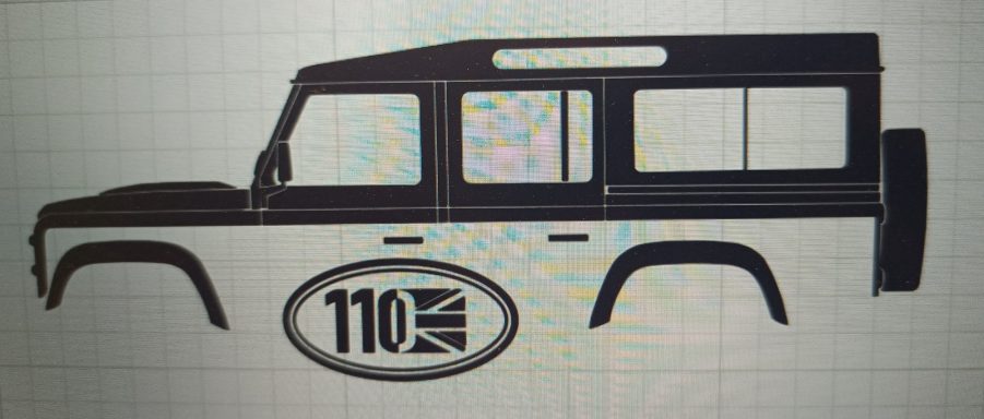 T-Shirt mit Land Rover Defender 110 und UK Flagge