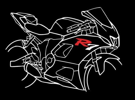 schwarzes T-Shirt mit Silhouette einer Yamaha R7