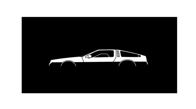 schwarzes T-Shirt mit der Silhouette des DeLorean DMC-12 bekannt aus Zurück in die Zukunft