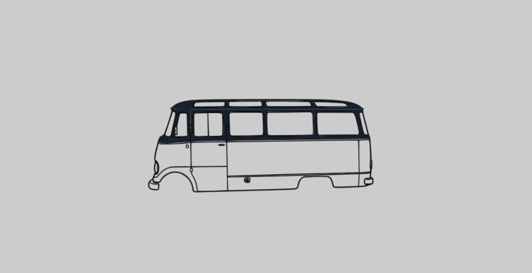 Mercedes O319 graues T-Shirt mit dem Mercedes O319 Panoramabus
