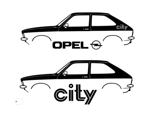 T-Shirt mit Silhouette und Schriftzug des Opel Kadett C City