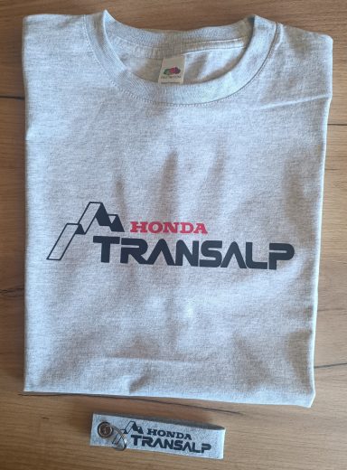 graues T-Shirt mit Honda Transalp 600 Logo