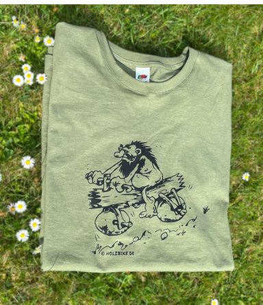 olivgrünes T-Shirt mit dem Logo von Holzbike T-Shirts