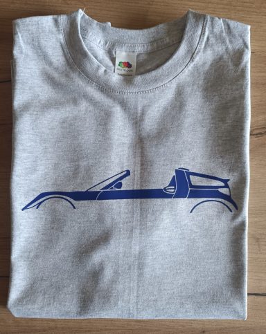 graues T-Shirt mit Smart Roadster und offenem Dach