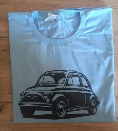 T-Shirt mit Silhouette eines Fiat 500 Oldtimer