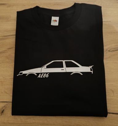 schwarzes T-Shirt mit Toyota Corolla AE86 Levin Coupe