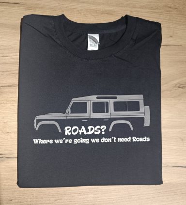 schwarzes T-Shirt mit Land Rover Defender 110 Silhouette