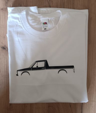 weißes T-Shirt mit Silhouette eine VW Caddy 1