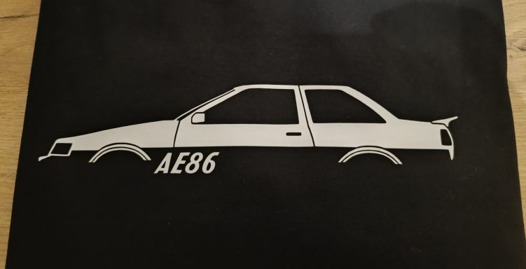 schwarzes T-Shirt mit Toyota Corolla AE86 Levin Coupe